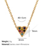 Gold color / 1 Piece Simple Series Simple Heart Stainless Steel  Gold Color Rhinestone Women's Pendant Necklaces 